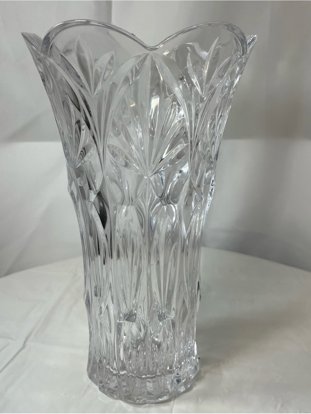 Clear Cut-Glass Decorative Vase in Clear